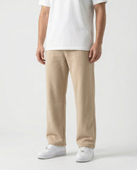 Beige wide leg basic sweatpants