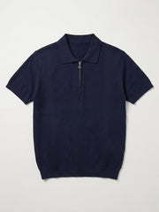 New slim fit tricot polo zipper collar
