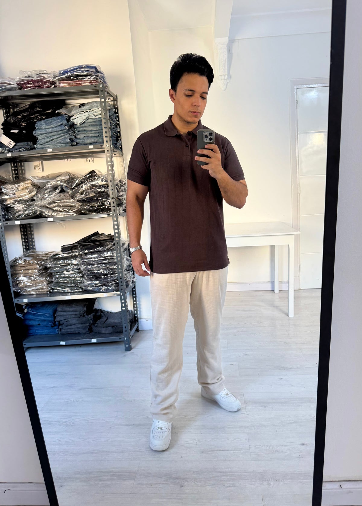 Brown slim fit polo