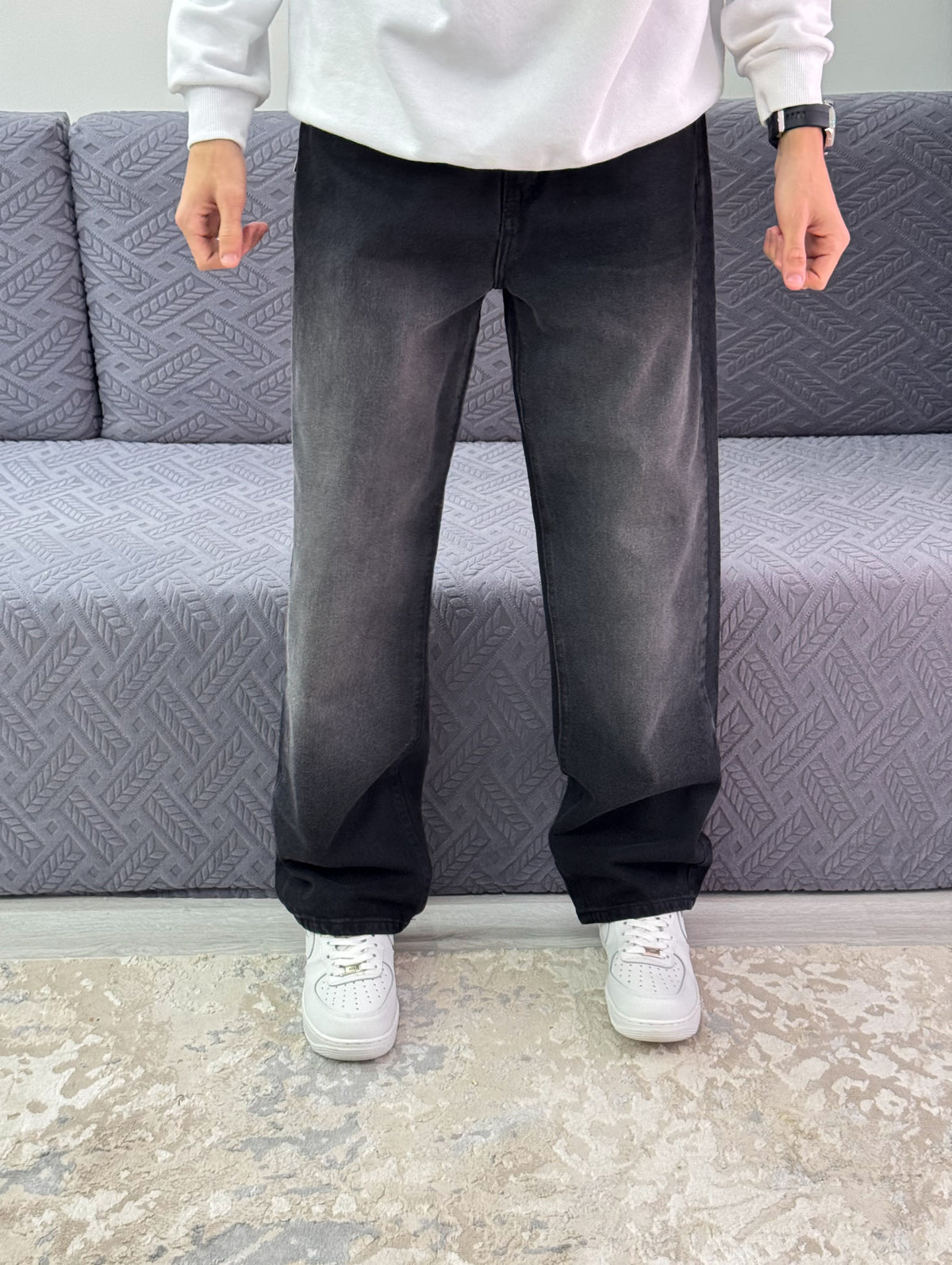 Black wide leg jeans