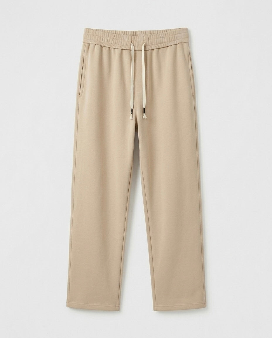 Beige wide leg basic sweatpants