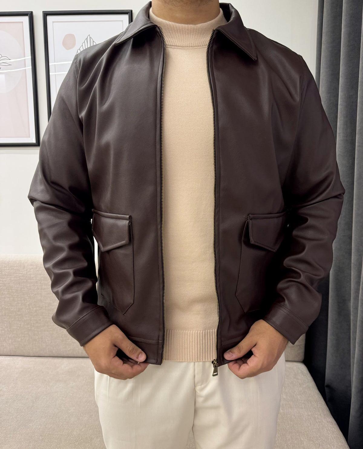 Brown leather jacket