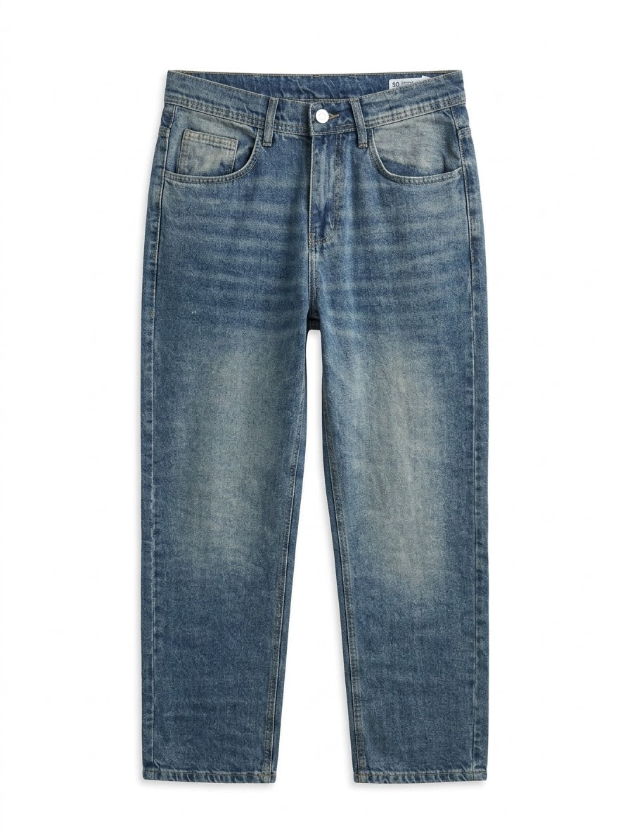 Wide leg blue jeans