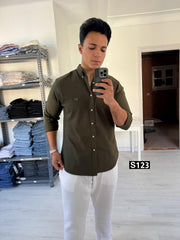 Cotton long sleeve olive