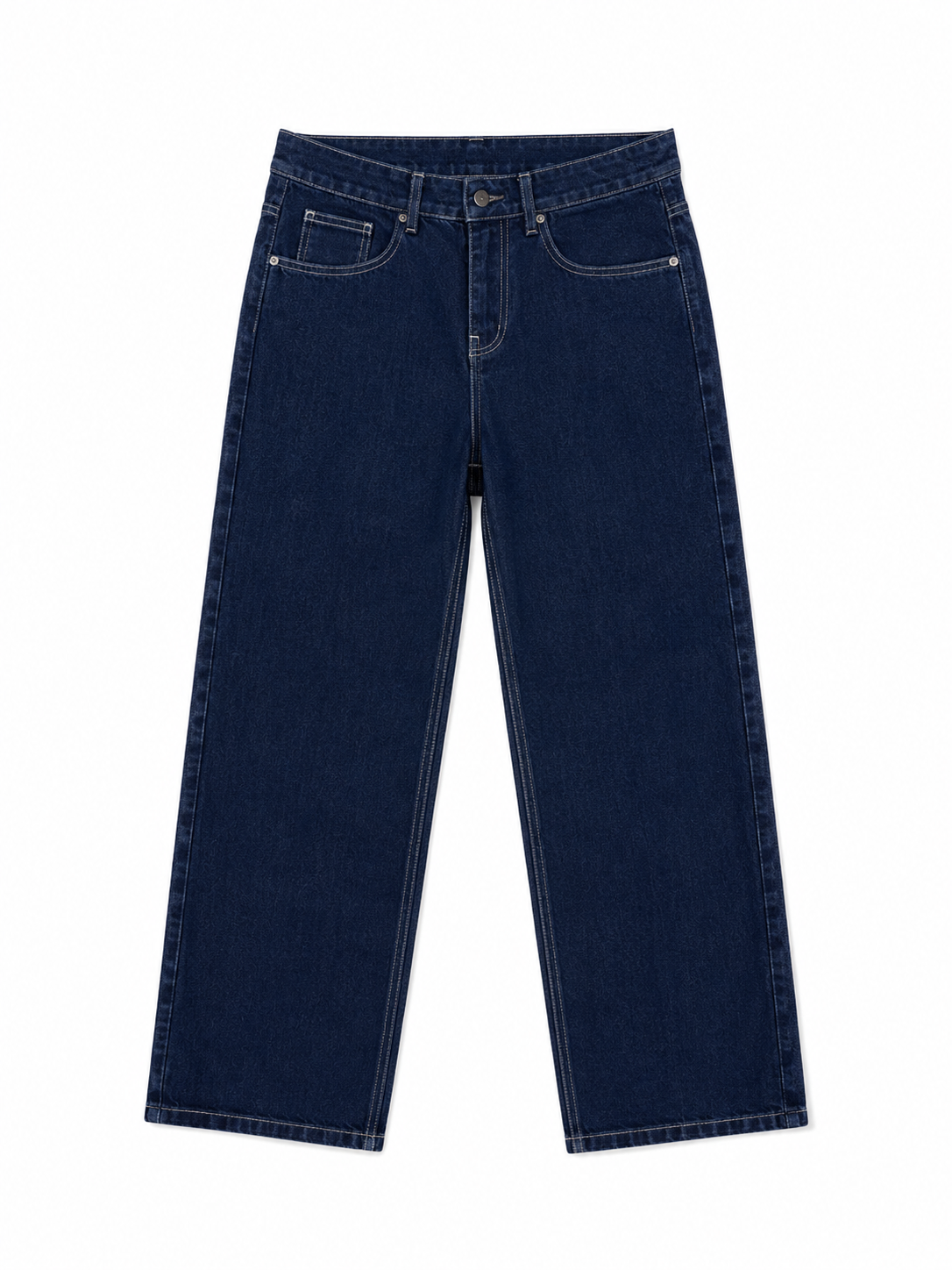 Wide leg navy raw denim
