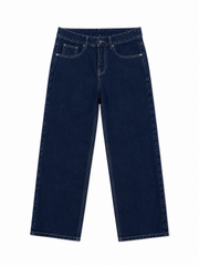 Wide leg navy raw denim