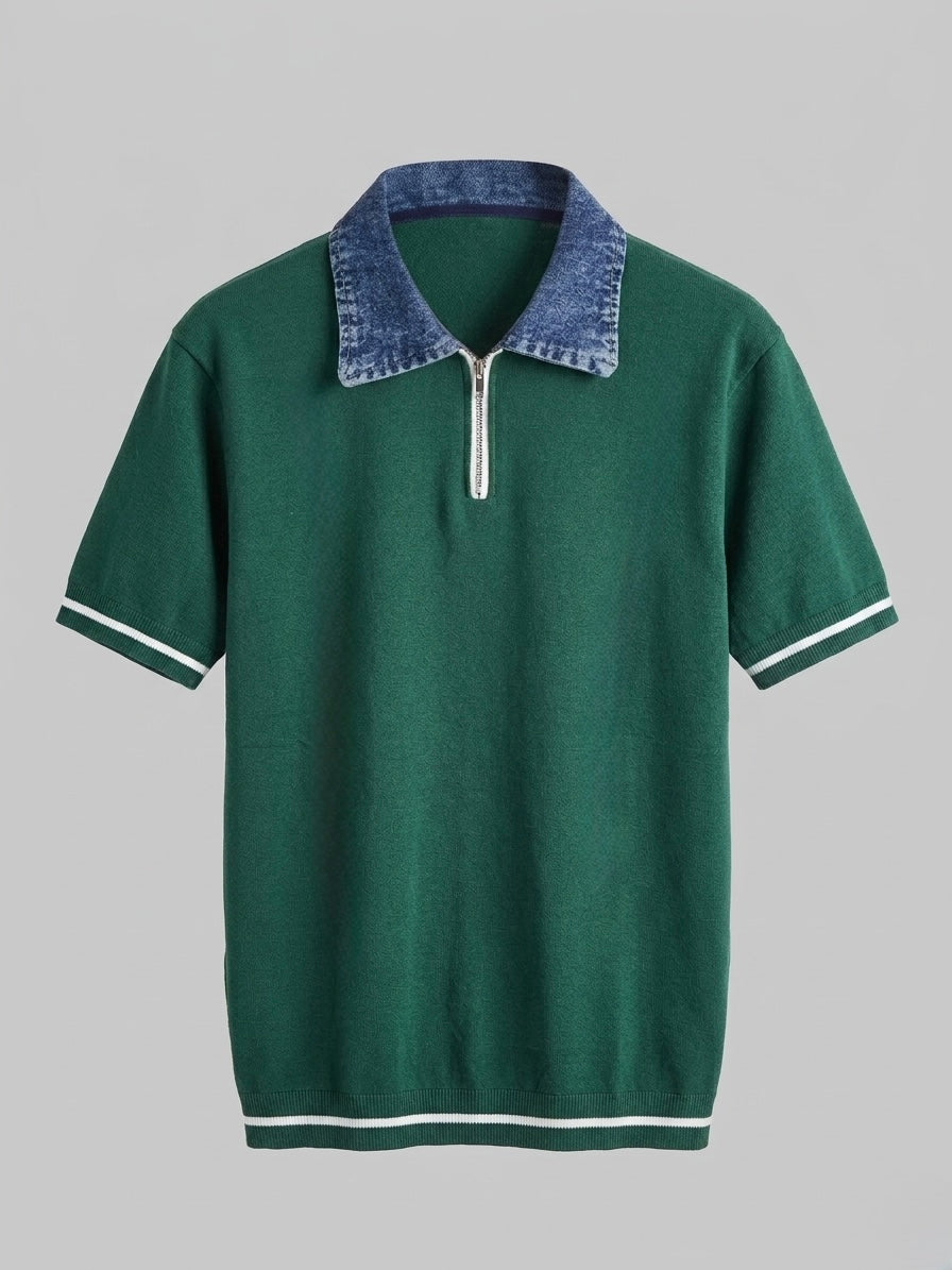 Slim tricot polo jeans collar