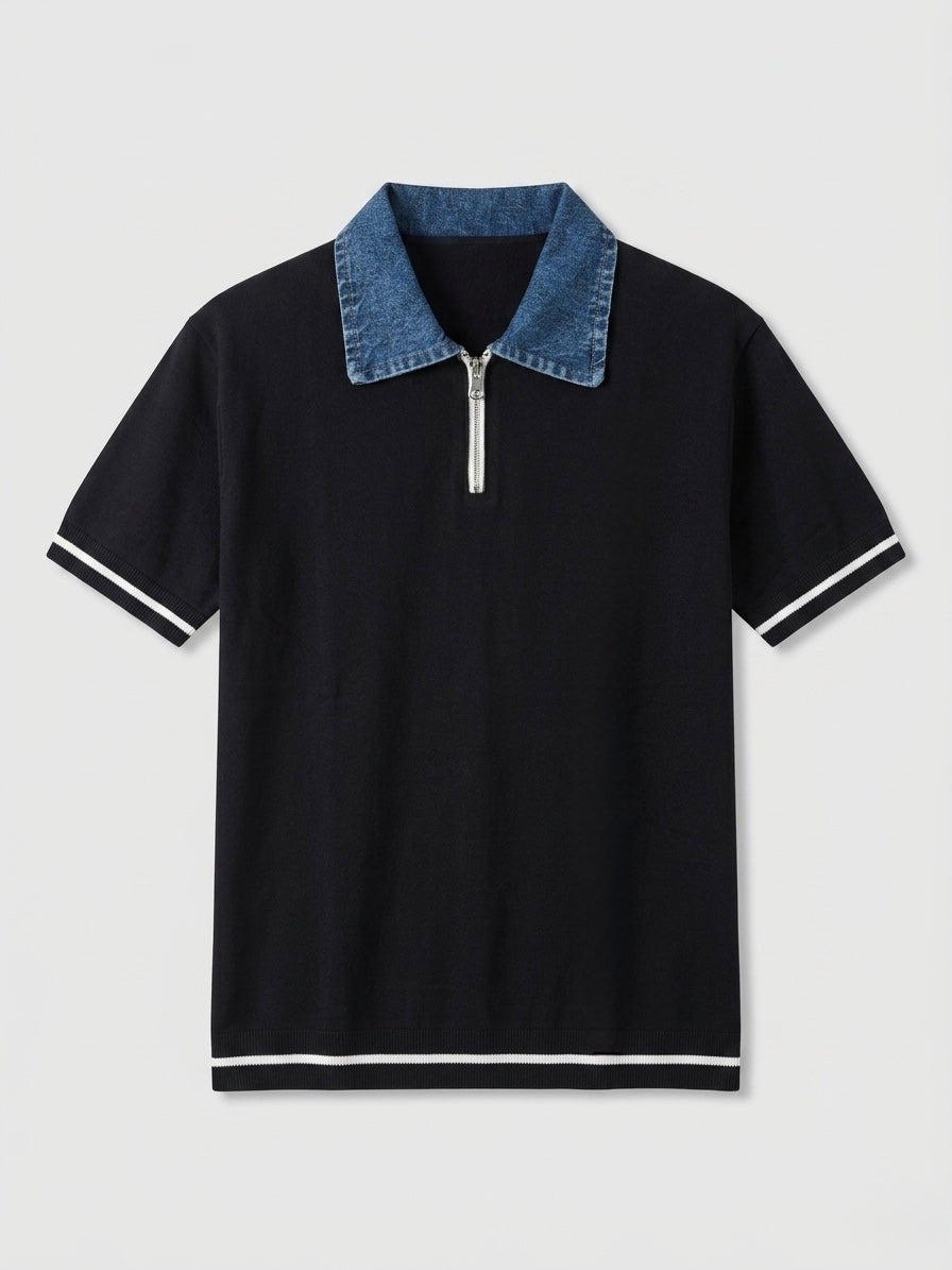 Slim tricot polo jeans collar