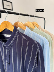 Striped long sleeve beige