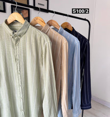 Striped long sleeve beige