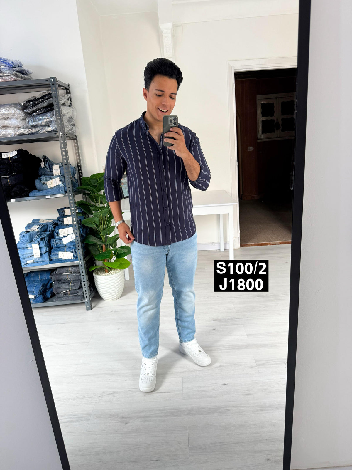 Striped long sleeve navy