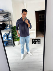 Striped long sleeve navy