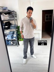 Striped long sleeve shirt beige