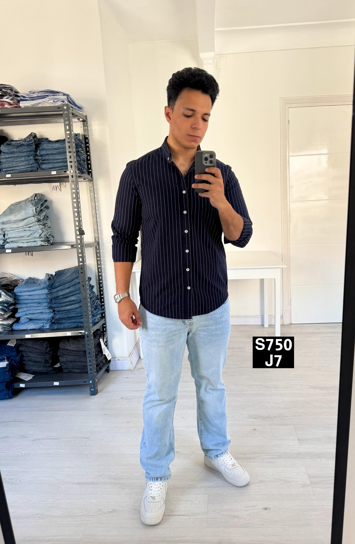 Striped long sleeve navy