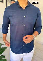 Short collar long sleeve navy